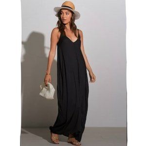 Black Elan Sleeveless V Neck Maxi Dress Cover Up
